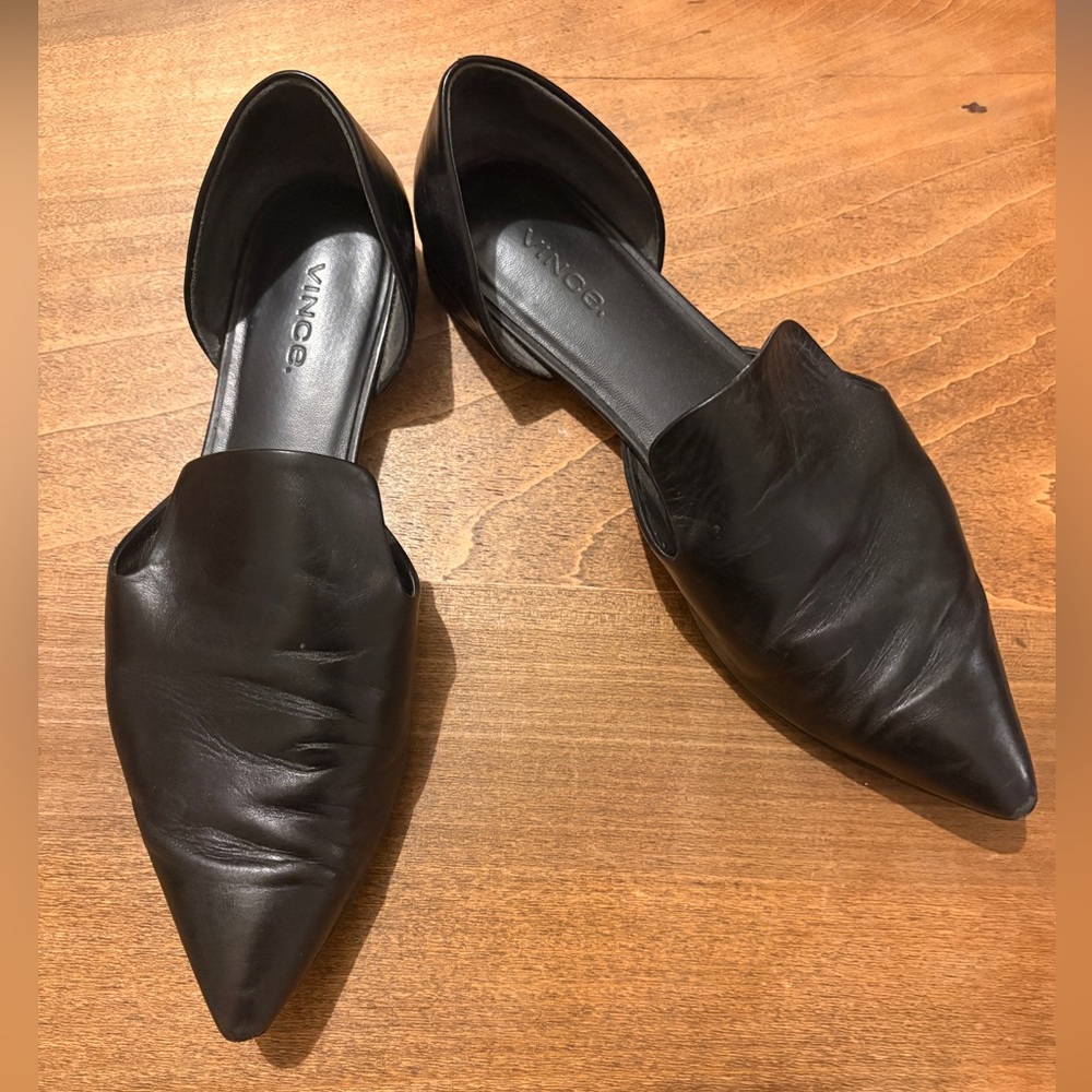 Vince Black Leather Flats